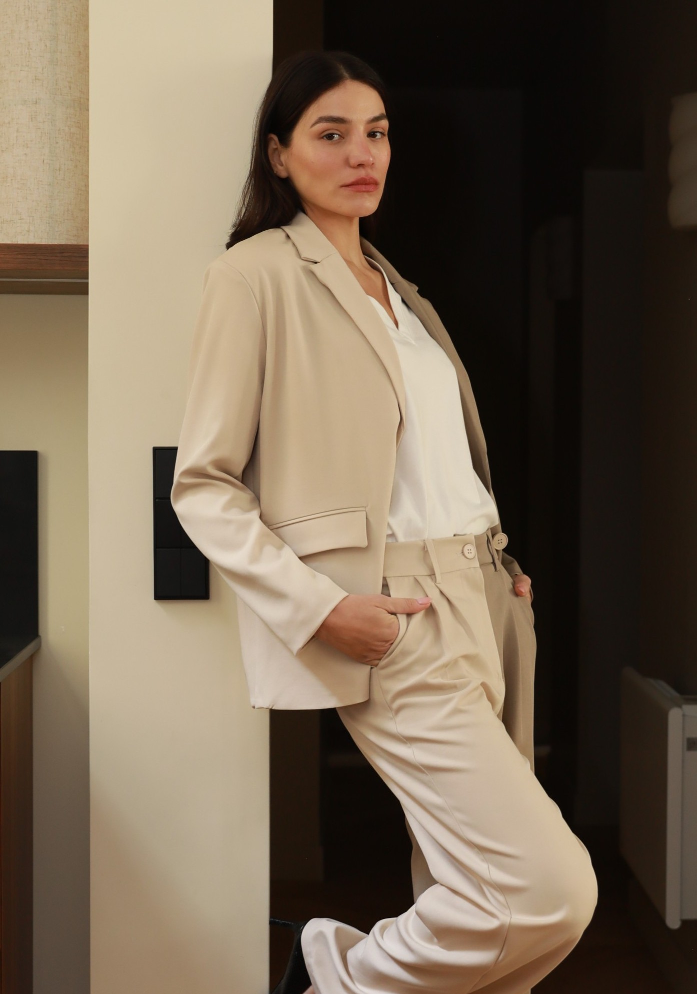 Pantalon large à carreaux – Collection GG Luxe Paris