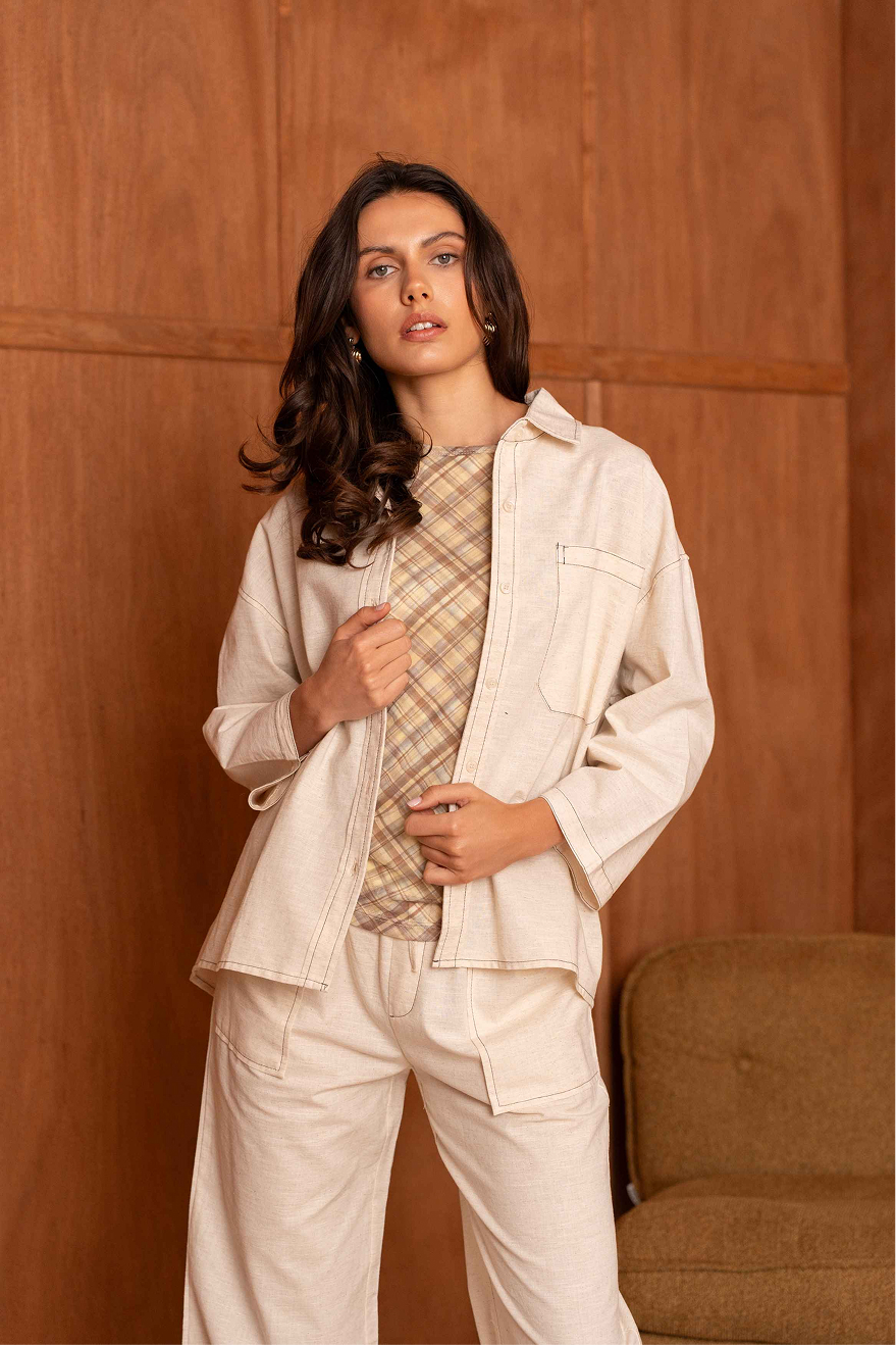 Pantalon large à carreaux – Collection GG Luxe Paris