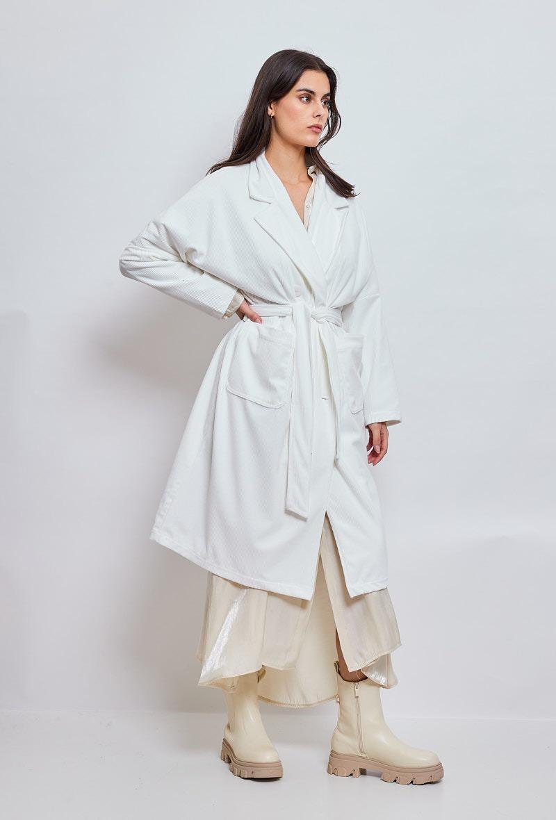 trench velour cotelé