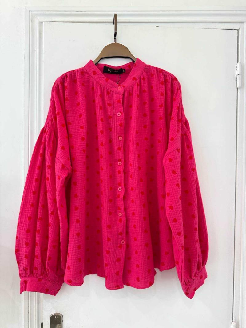 Heart Print Tetra Blouse